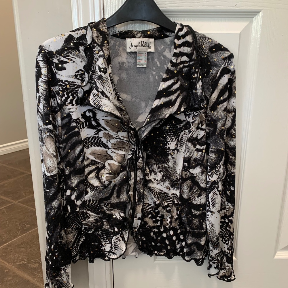 Joseph Ribkoff, black/white sparkling jacket